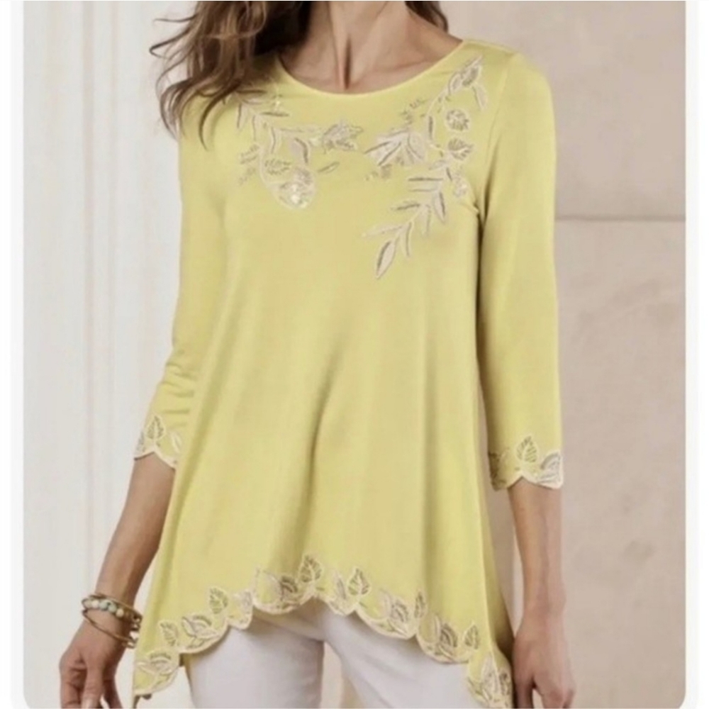 SOFT SURROUNDINGS Carlson Embroidered Sequin Boho Tunic Top